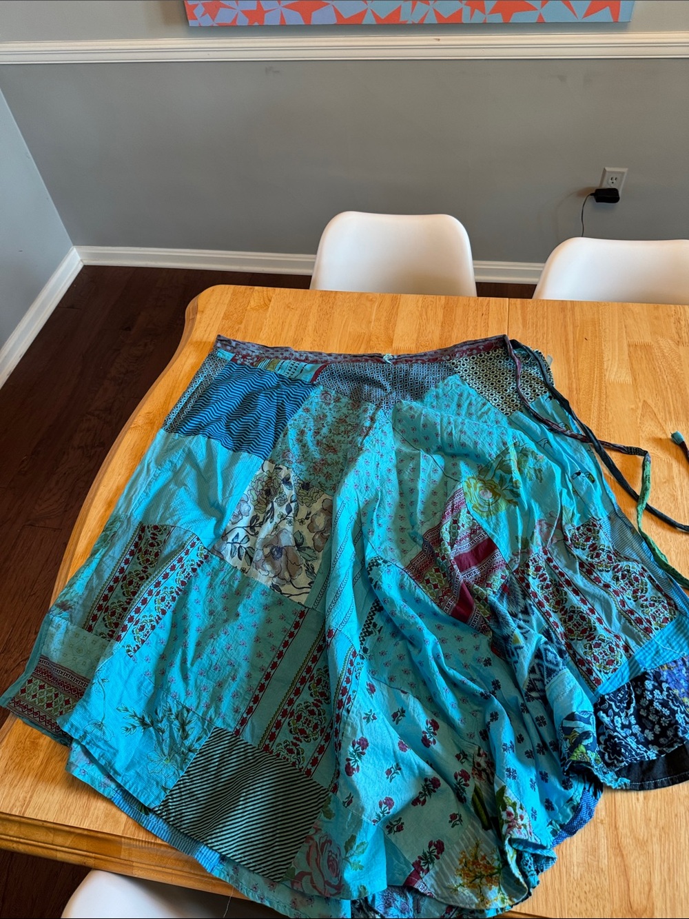 Turquoise Patchwork Wrap Skirt - Unbranded